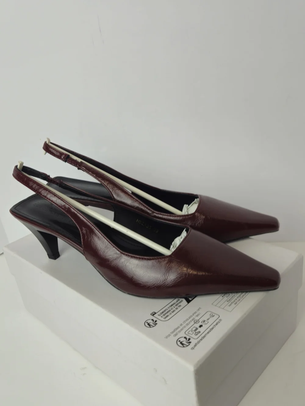 Women's Burgundy Slingback Kitten Heel Pumps - Picture 2 of 11
